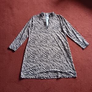 Lulu B Dress womens L Long Sleeve Stretch 1/4 zip Zebra Animal Print UPF 50